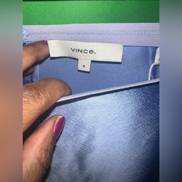 NWT Light Blue Vince Satin HiLow MIDI Skirt size 8- Flaw - Picture 4 of 8